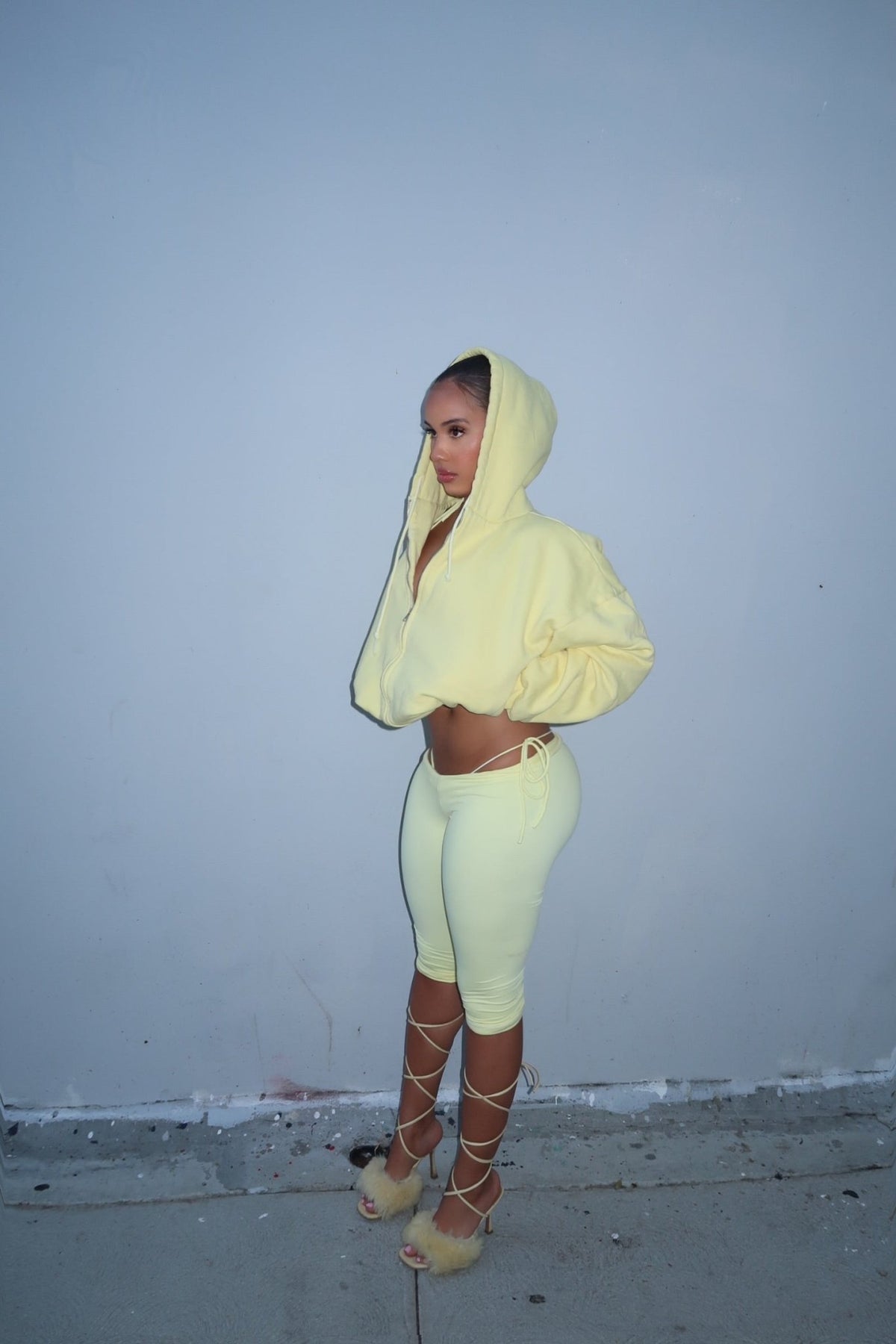 LEMON YELLOW DOUBLE BLANK HOODIE - SWEET TALK