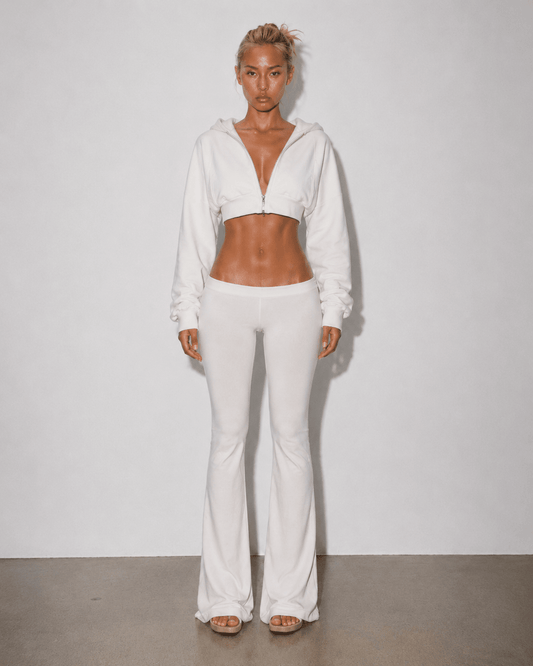 THE WHITE CROPPED HOODIE - SWEET TALK