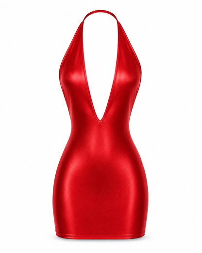 SAKURA RED HALTER DRESS
