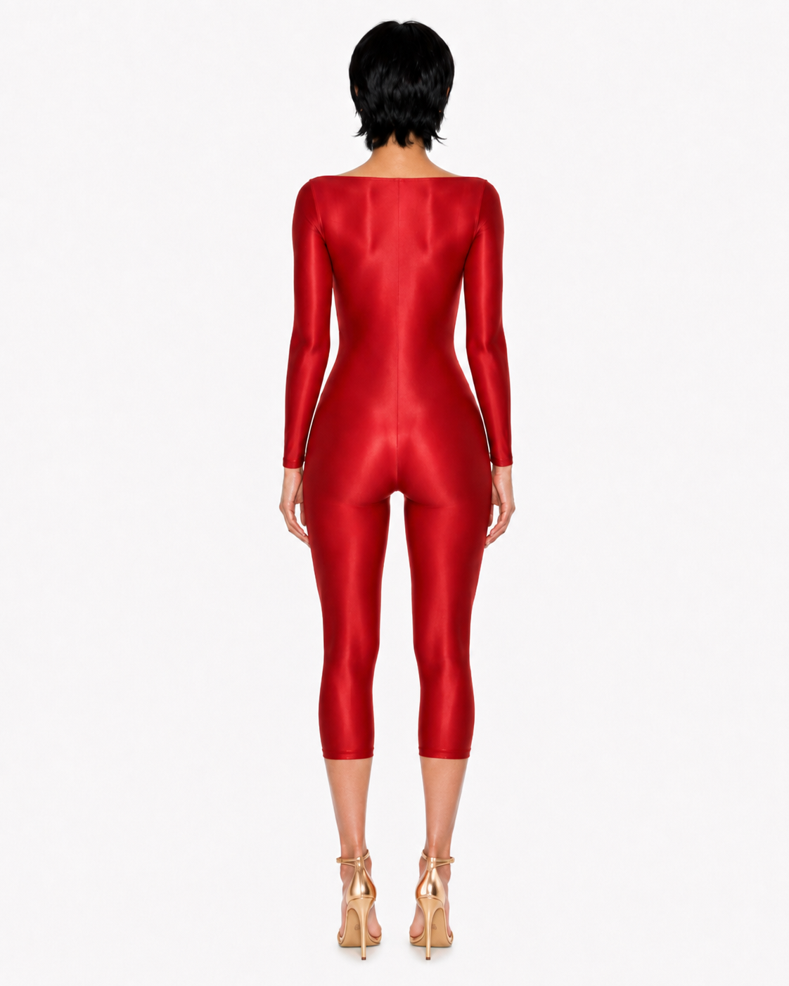 SAKURA LONG SLEEVE RED HALTER JUMPSUIT