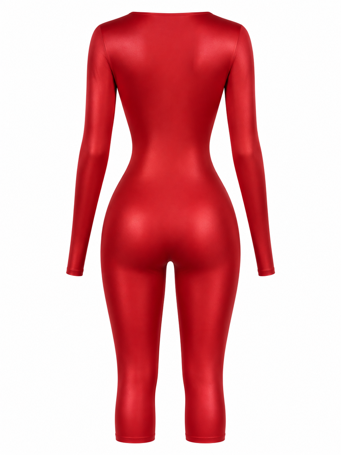 SAKURA LONG SLEEVE RED HALTER JUMPSUIT