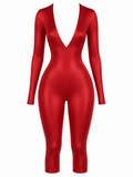 SAKURA LONG SLEEVE RED HALTER JUMPSUIT