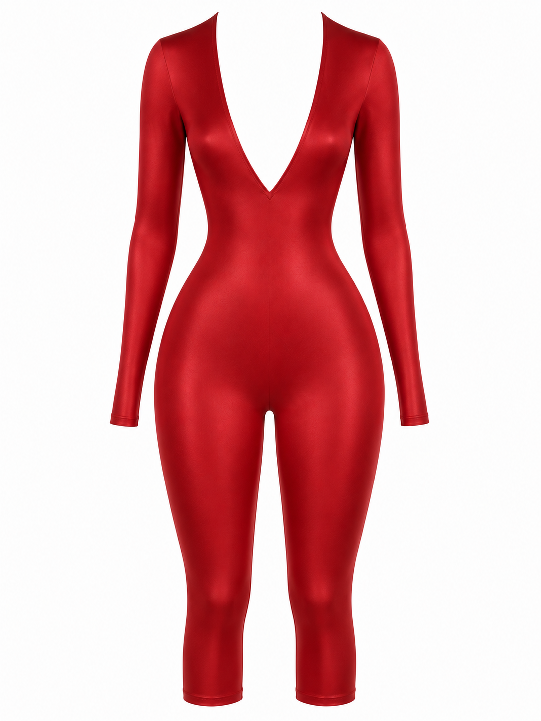 SAKURA LONG SLEEVE RED HALTER JUMPSUIT
