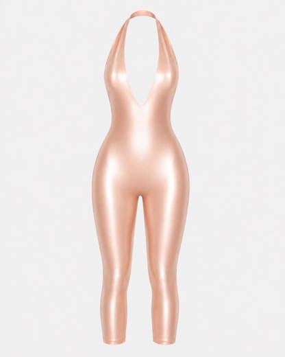 CHAMPAGNE HALTER JUMPSUIT