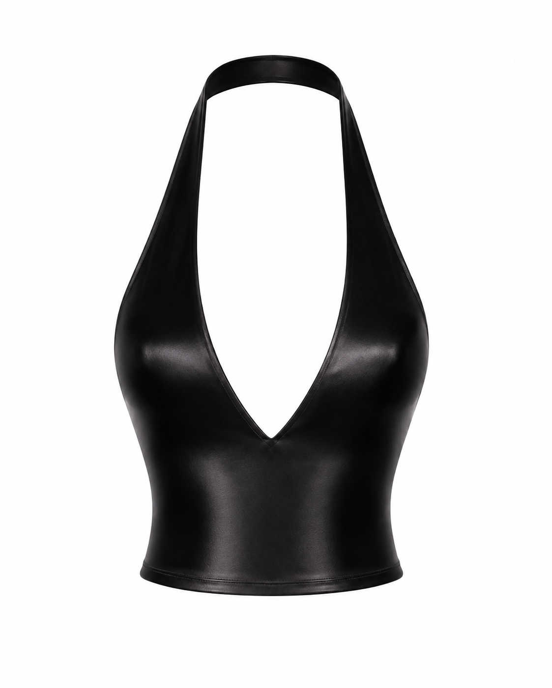 BLACK SAKURA CROP HALTER TOP