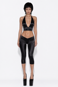 BLACK SAKURA CROP HALTER TOP