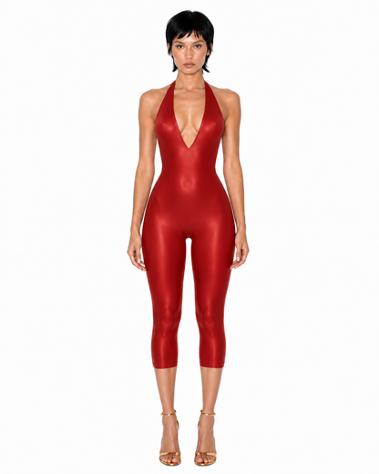 SAKURA RED HALTER JUMPSUIT