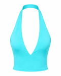 AQUAMARINE CROP HALTER TOP