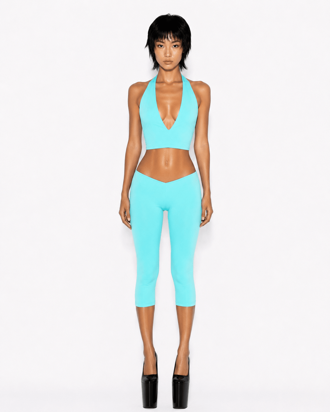 AQUAMARINE CROP HALTER TOP - SWEET TALK