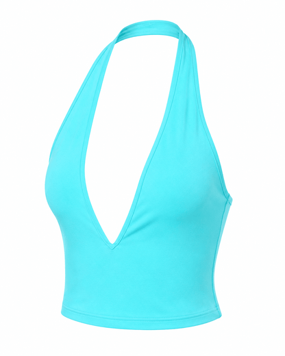 AQUAMARINE CROP HALTER TOP - SWEET TALK