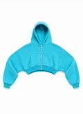 AQUAMARINE DOUBLE BLANK CROPPED HOODIE