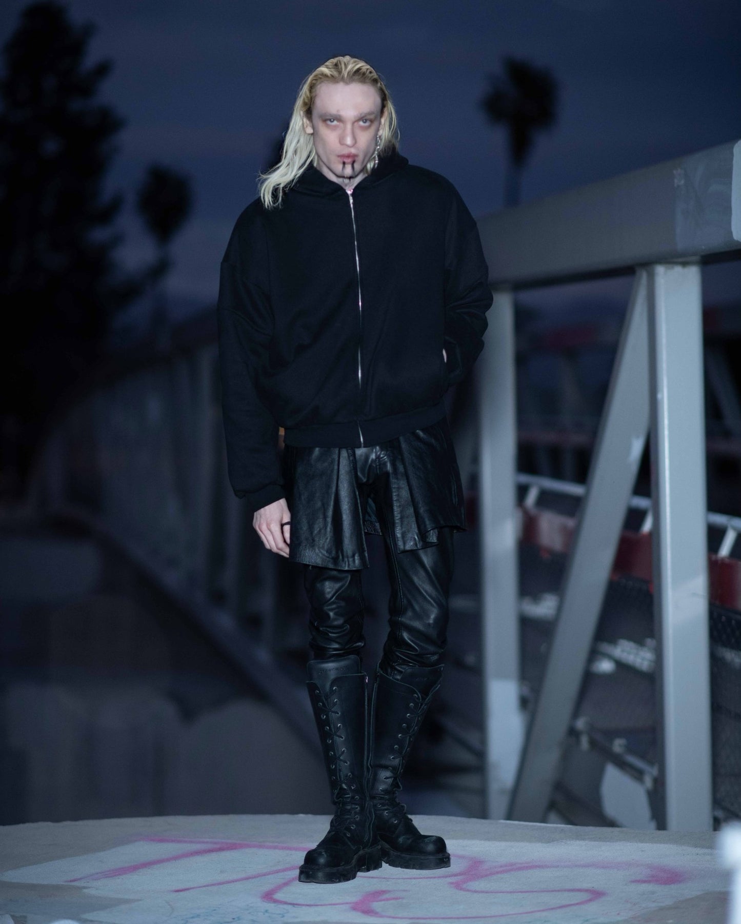 BLACK DOUBLE BLANK HOODIE - SWEET TALK