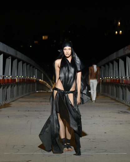 BLACK LEATHER SPARTA DRESS - SWEET TALK