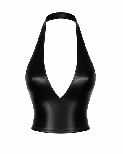 BLACK SAKURA CROP HALTER TOP - SWEET TALK