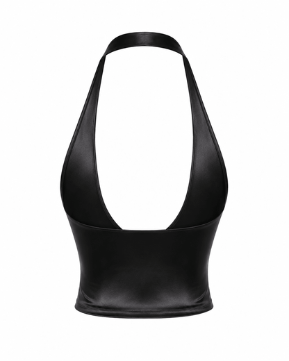 BLACK SAKURA CROP HALTER TOP - SWEET TALK