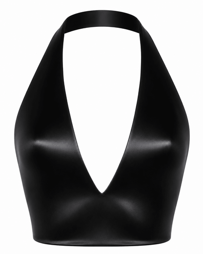 BLACK SAKURA CROP HALTER TOP - SWEET TALK