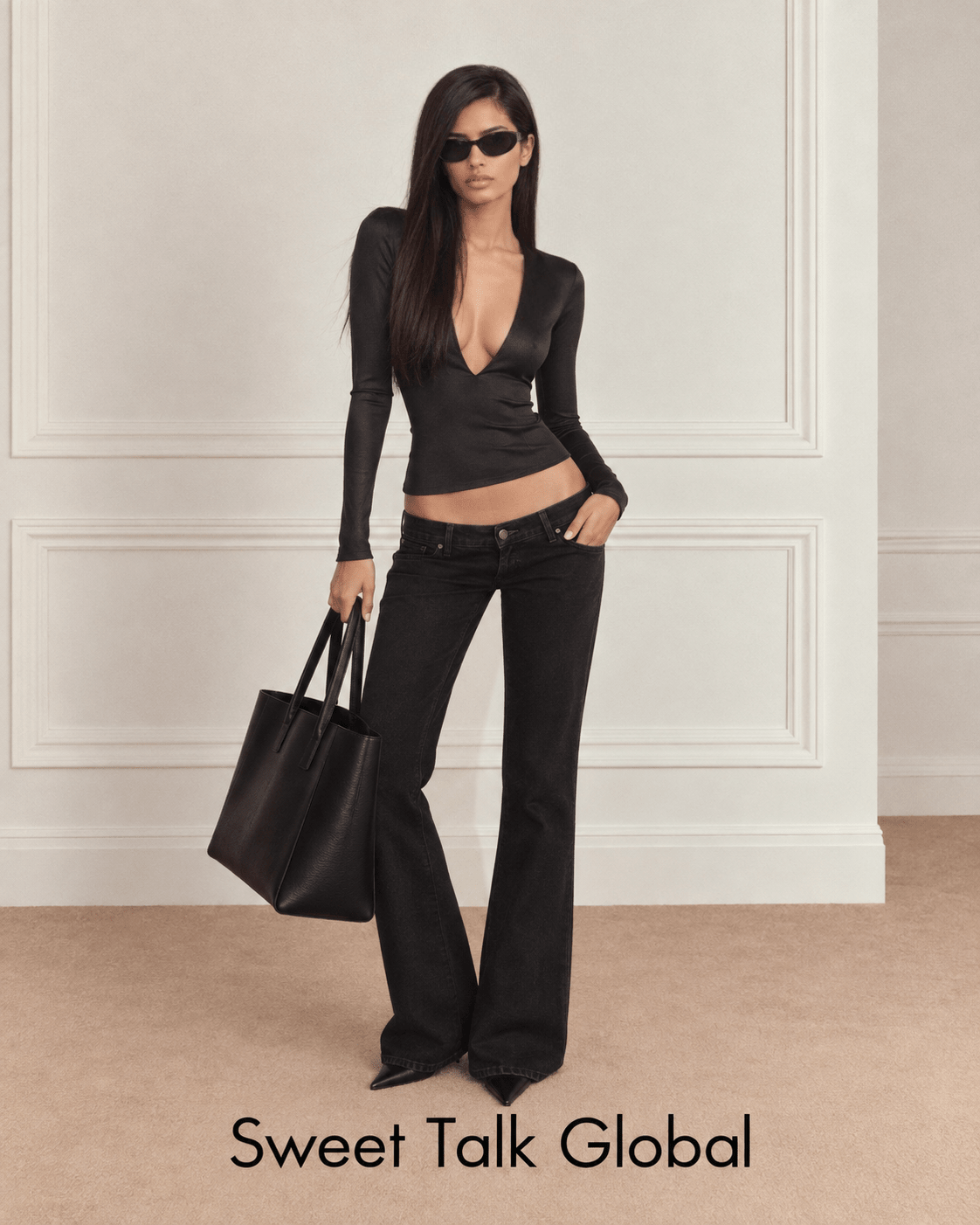 Black V Neck Top - SWEET TALK