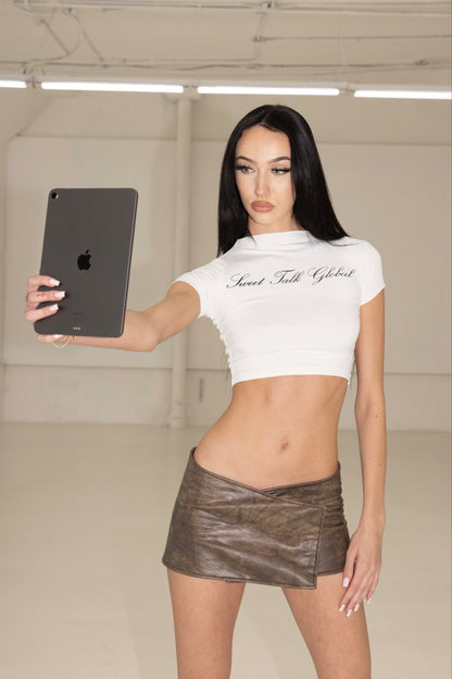 BROWN LEATHER SKIRT - SWEET TALK