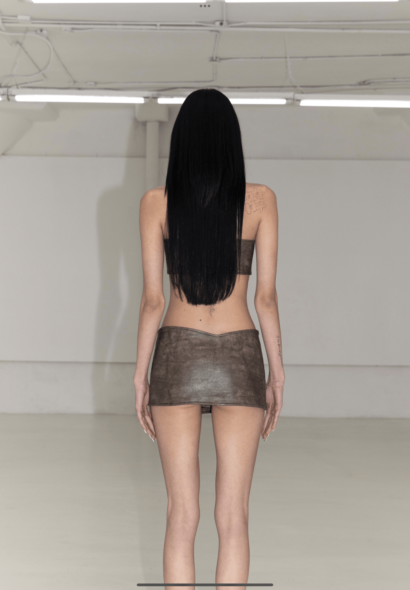 BROWN LEATHER SKIRT - SWEET TALK