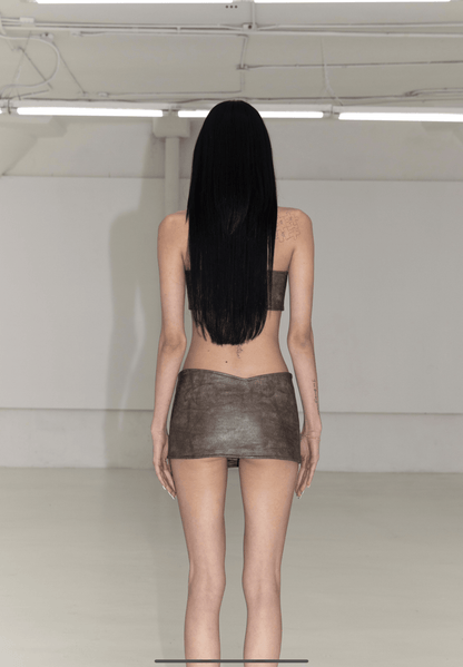 BROWN LEATHER SKIRT - SWEET TALK
