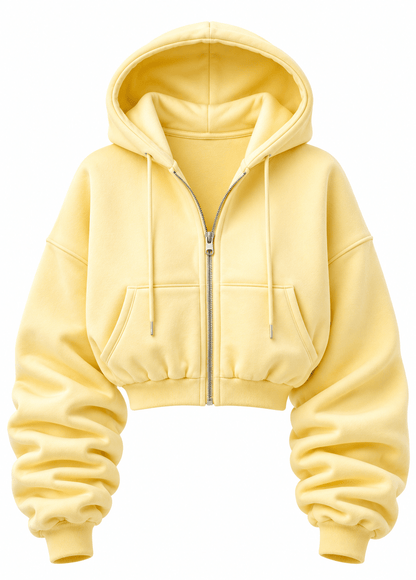 CROPPED LEMON YELLOW HOODIE - SWEET TALK