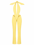 PALE YELLOW V JUMPSUIT