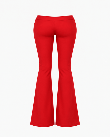 Red Low Rise Flare Leggings - SWEET TALK