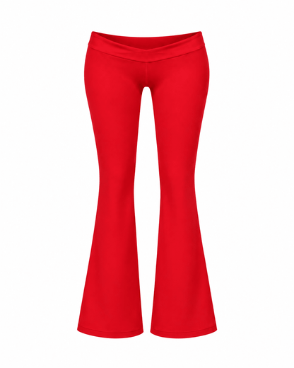 Red Low Rise Flare Leggings - SWEET TALK