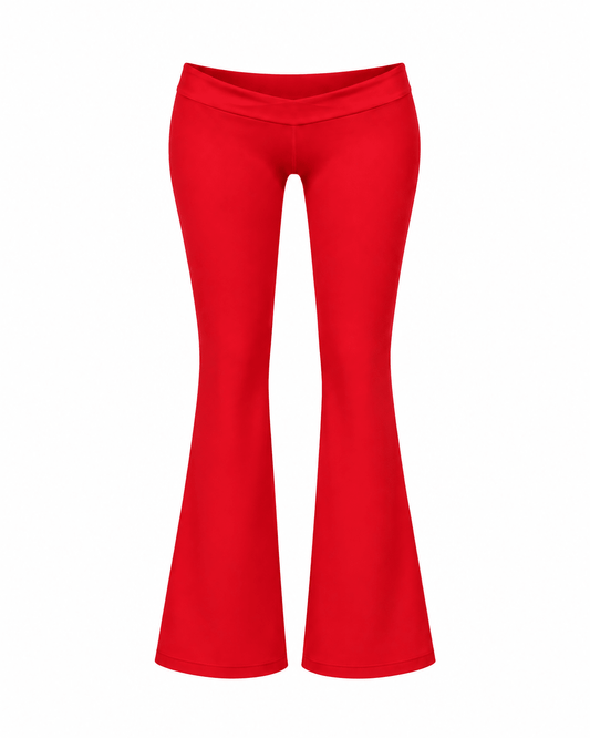 Red Low Rise Flare Leggings - SWEET TALK