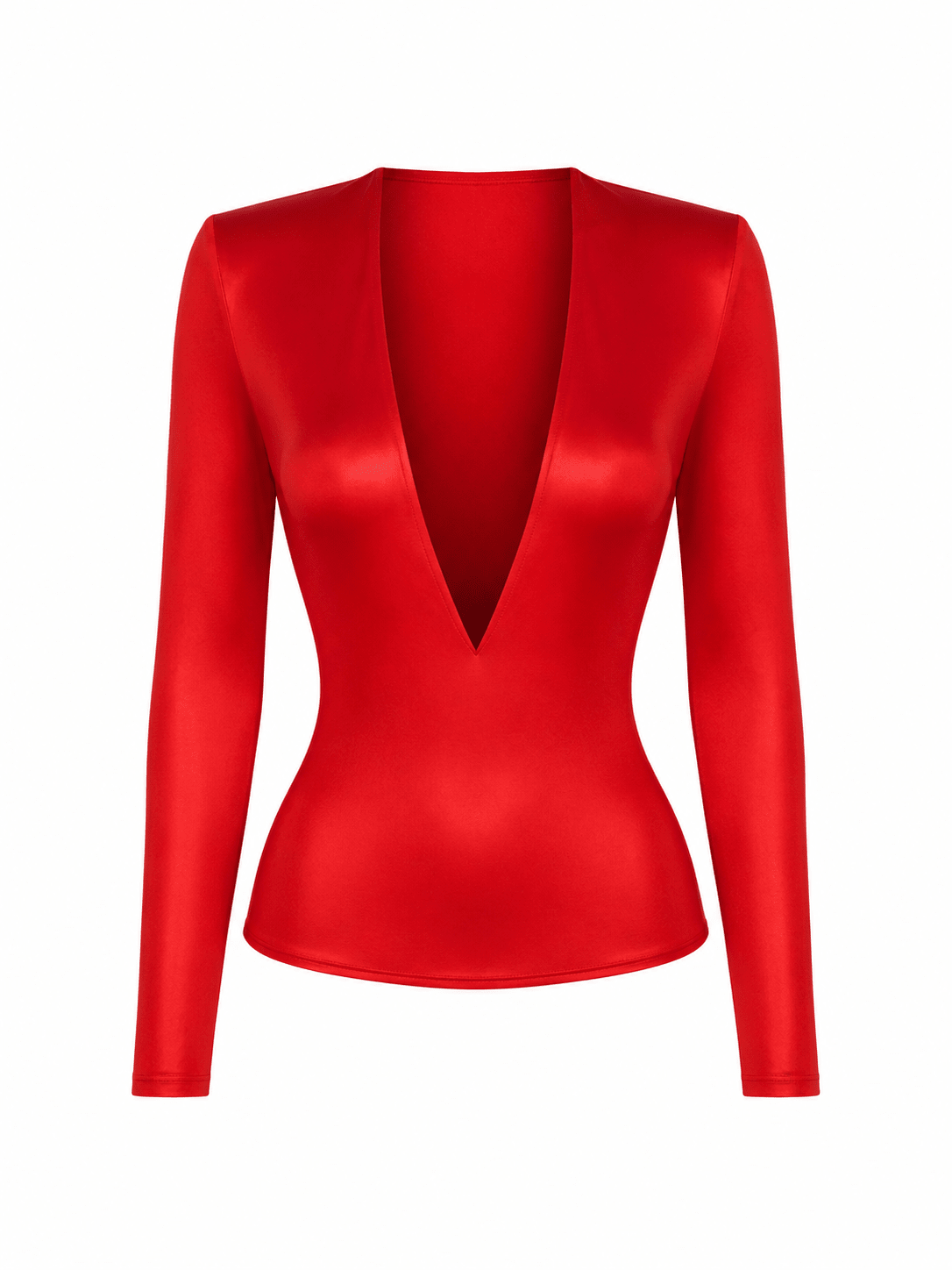 RED VNECK LONG SLEEVE TOP - SWEET TALK