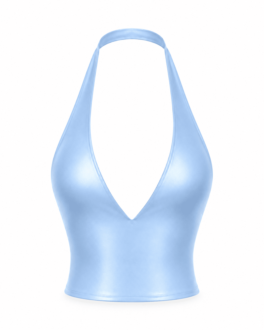 SAKURA BLUE CROP SATIN HALTER TOP - SWEET TALK