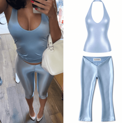 SAKURA BLUE HALTER TOP - SWEET TALK