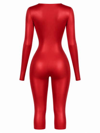 SAKURA LONG SLEEVE RED HALTER JUMPSUIT - SWEET TALK