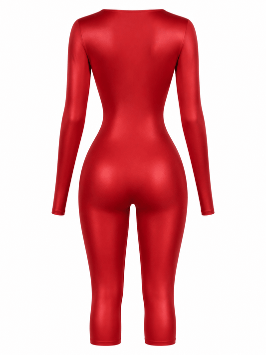 SAKURA LONG SLEEVE RED HALTER JUMPSUIT - SWEET TALK