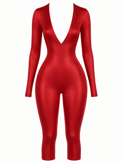 SAKURA LONG SLEEVE RED HALTER JUMPSUIT - SWEET TALK