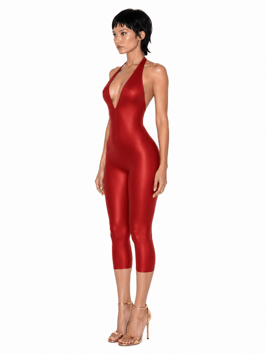 SAKURA RED HALTER JUMPSUIT - SWEET TALK