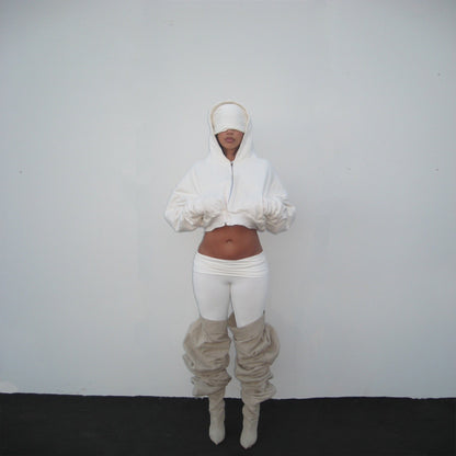 WHITE CROPPED HOODIE - SWEET TALK